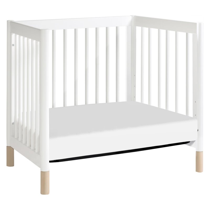 Babyletto Gelato 4 in 1 Convertible Mini Crib in White with Washed Natural Feet