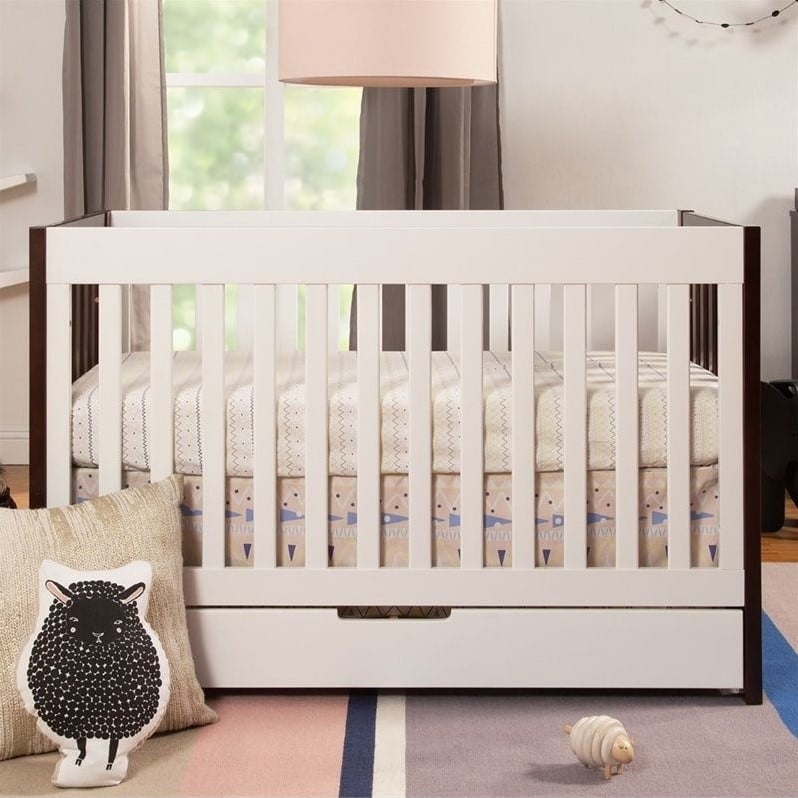 Babyletto Mercer 3 1 Convertible Wood Two Tone Espresso White Crib 