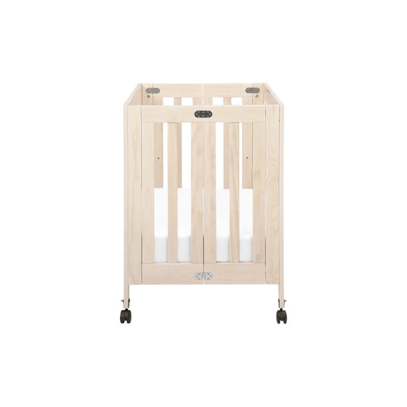 Babyletto Origami Portable Folding Mini Crib with Casters in Washed Natural