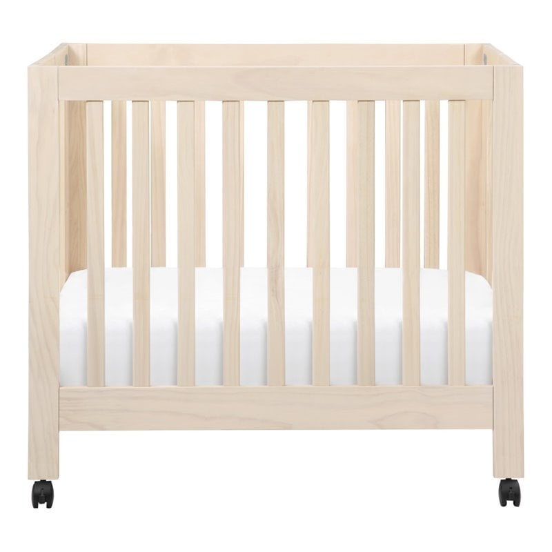 Babyletto Origami Portable Folding Mini Crib with Casters in Washed Natural