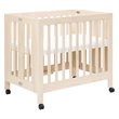 Babyletto Origami Portable Folding Mini Crib with Casters in Washed Natural