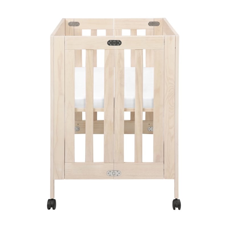 Babyletto Origami Portable Folding Mini Crib with Casters in Washed Natural