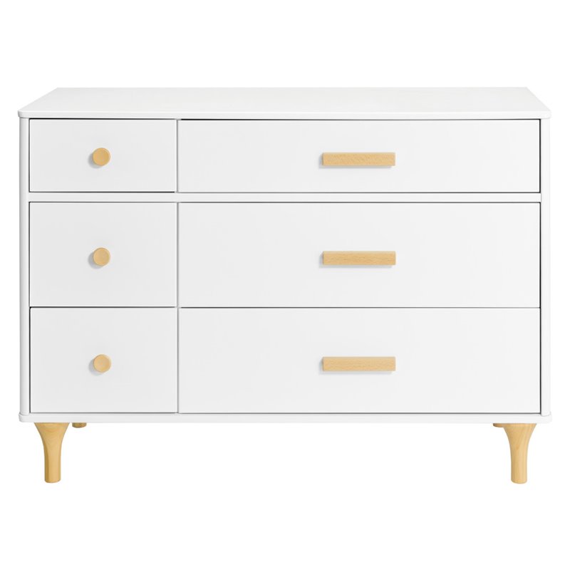 Babyletto Lolly 6 Drawer Double Dresser in White and Natural