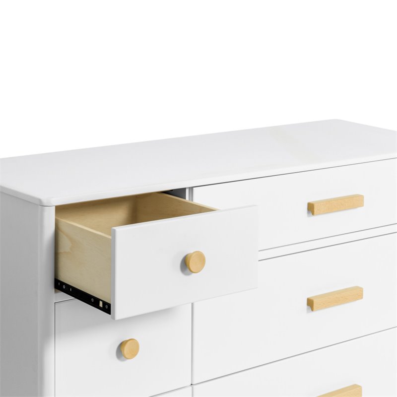 Babyletto Lolly 6 Drawer Double Dresser in White and Natural