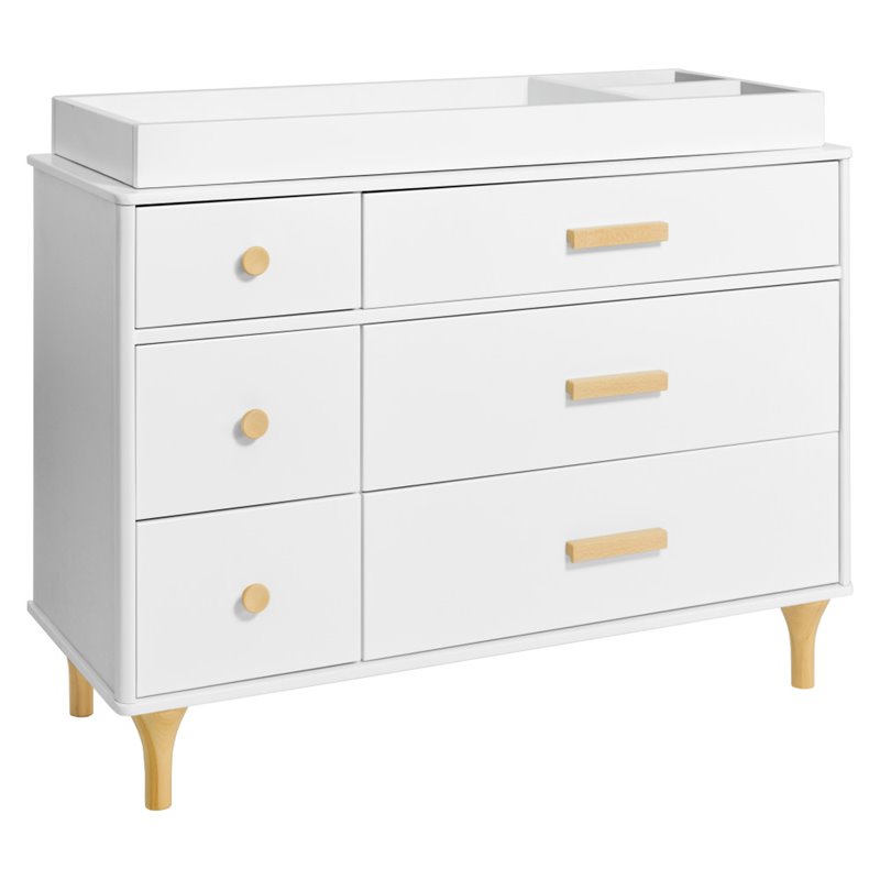 Babyletto Lolly 6 Drawer Double Dresser in White and Natural