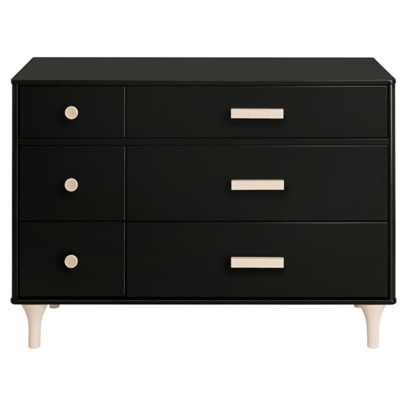 Babyletto Lolly 6 Drawer Double Dresser in Black and Natural