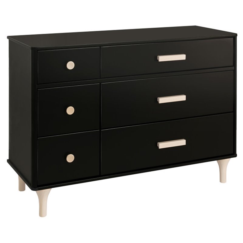 Babyletto Lolly 6 Drawer Double Dresser in Black and Natural