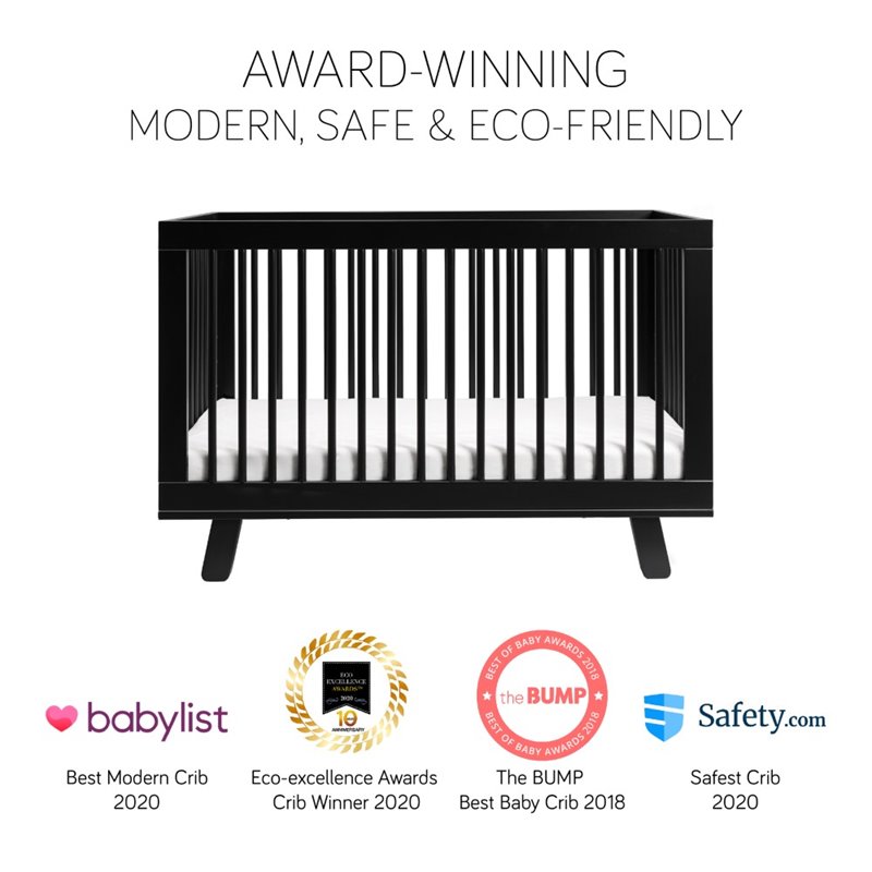 Hudson 3-in-1 Convertible Crib with Toddler Bed Conversion Kit - Black