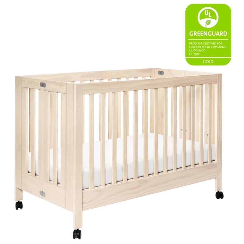 Babyletto Maki Full Portable Crib with Toddler Bed Conversion Kit in Natural