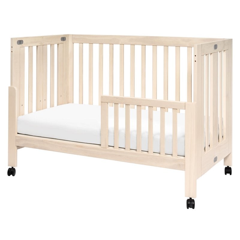 Babyletto Maki Full Portable Crib with Toddler Bed Conversion Kit in Natural