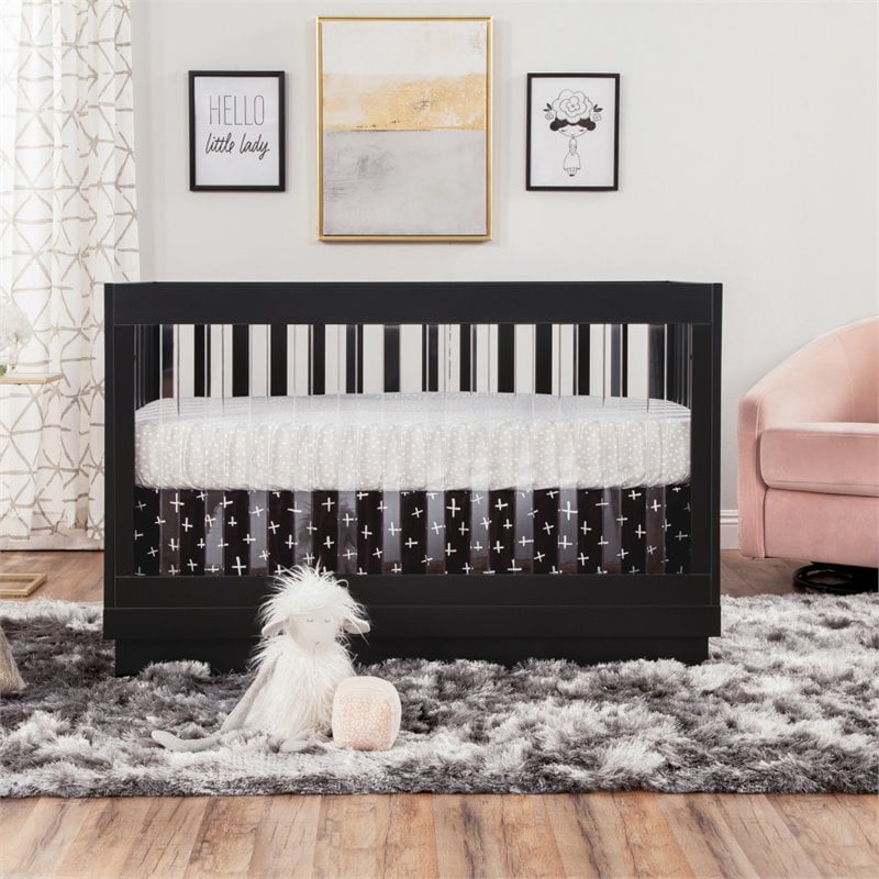 Babyletto Harlow 3-in-1 Convertible Crib with Toddler Bed Conversion Kit - Black