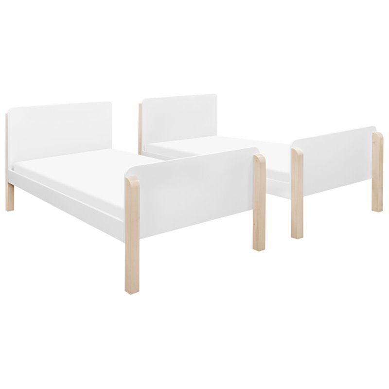 Babyletto Tiptoe Twin Over Twin Bunk Bed in White and Washed Natural