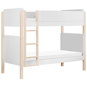 Babyletto Tiptoe Twin Over Twin Bunk Bed in White and Washed Natural