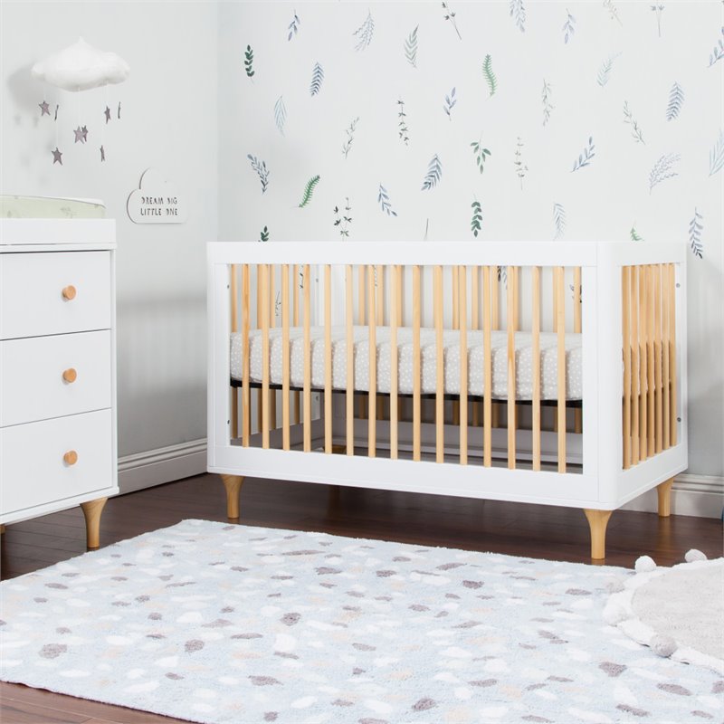 4-in-1 Convertible Baby Crib with Dresser with Changing Tray Set in Natural