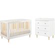 4-in-1 Convertible Baby Crib with Dresser with Changing Tray Set in Natural