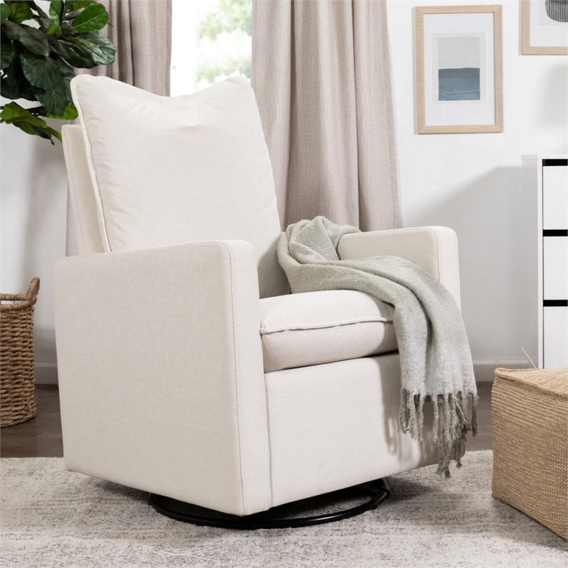 Babyletto Cali Pillowback Swivel Glider in Performance Cream Eco-Weave