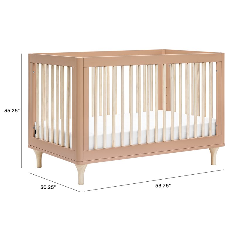 Babyletto Lolly Pine Wood 3-in-1 Convertible Crib in Canyon and Washed Natural