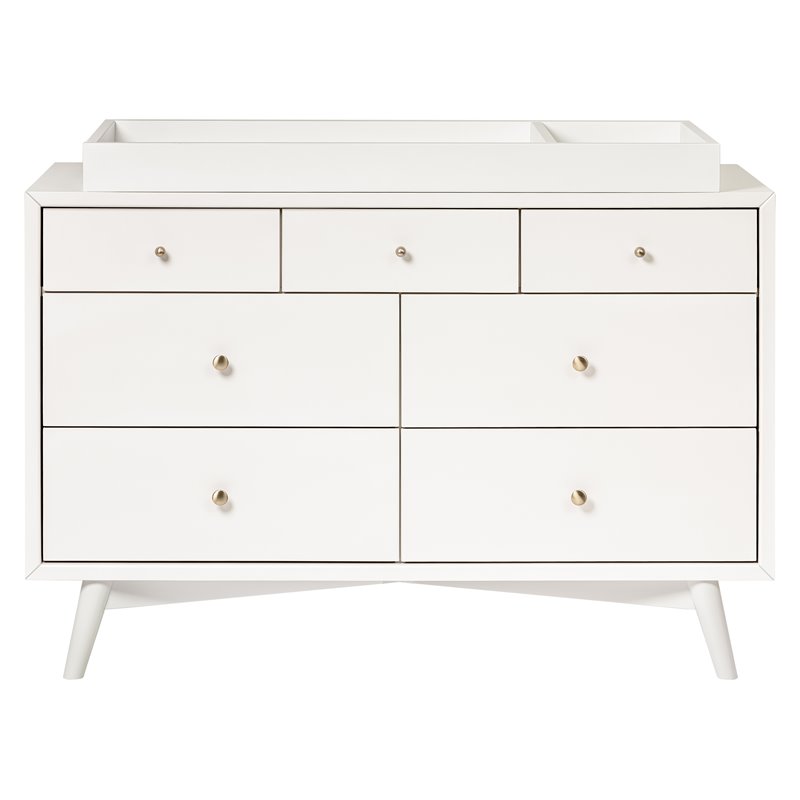 Babyletto Palma Pine Wood 7-Drawer Double Dresser in Warm White