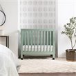 Babyletto Origami Pine Wood Portable Folding Mini Crib with Casters - Light Sage