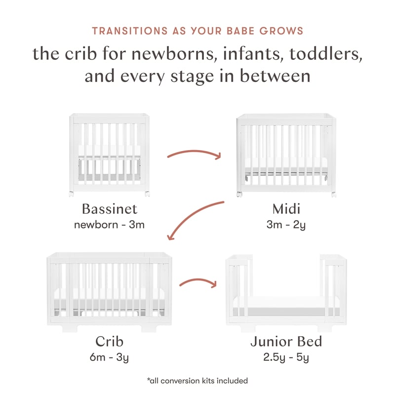 Babyletto Yuzu 8-in-1 Wood Convertible Crib with Conversion Kits in White