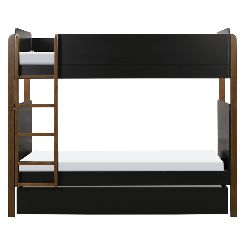 Babyletto Tiptoe Pine Wood Bunk Bed in Black and Natural Walnut
