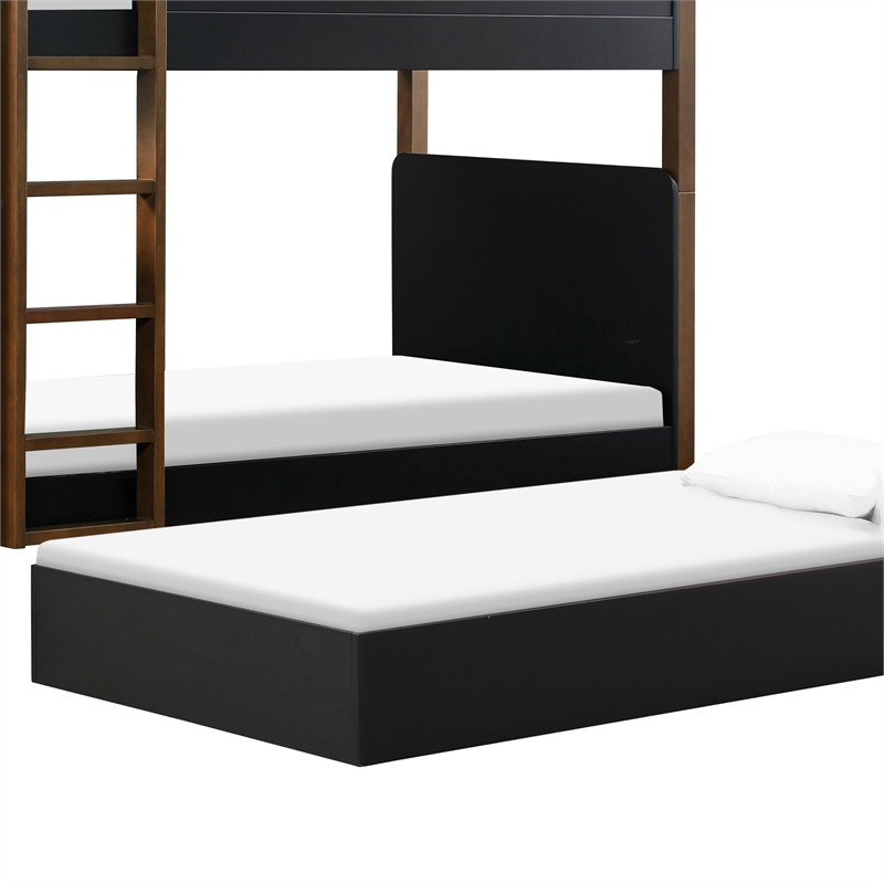 Babyletto Tiptoe Pine Wood Bunk Bed in Black and Natural Walnut