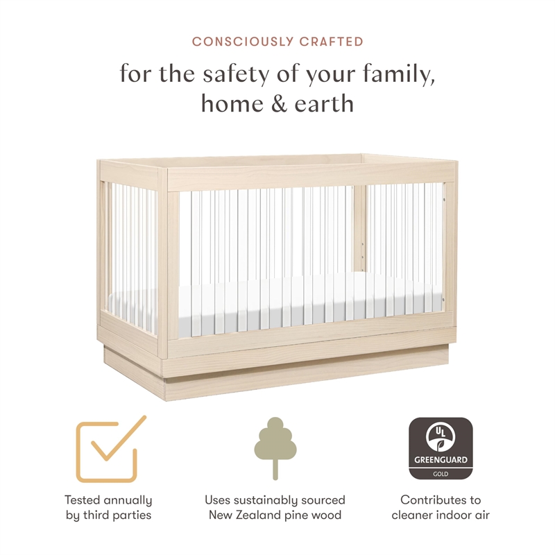 Babyletto Harlow 3-in-1 Wood Convertible Crib with Conversion Kits in Natural