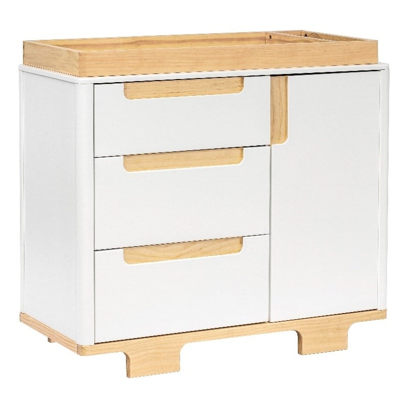 Babyletto Yuzu Modern 3-Drawer Pine Wood Changer Dresser in White/Natural