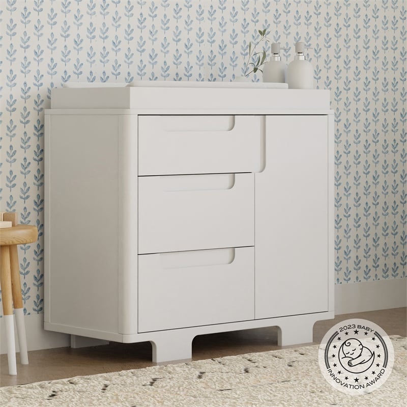 Babyletto Yuzu Modern 3-Drawer Pine Wood Changer Dresser in White
