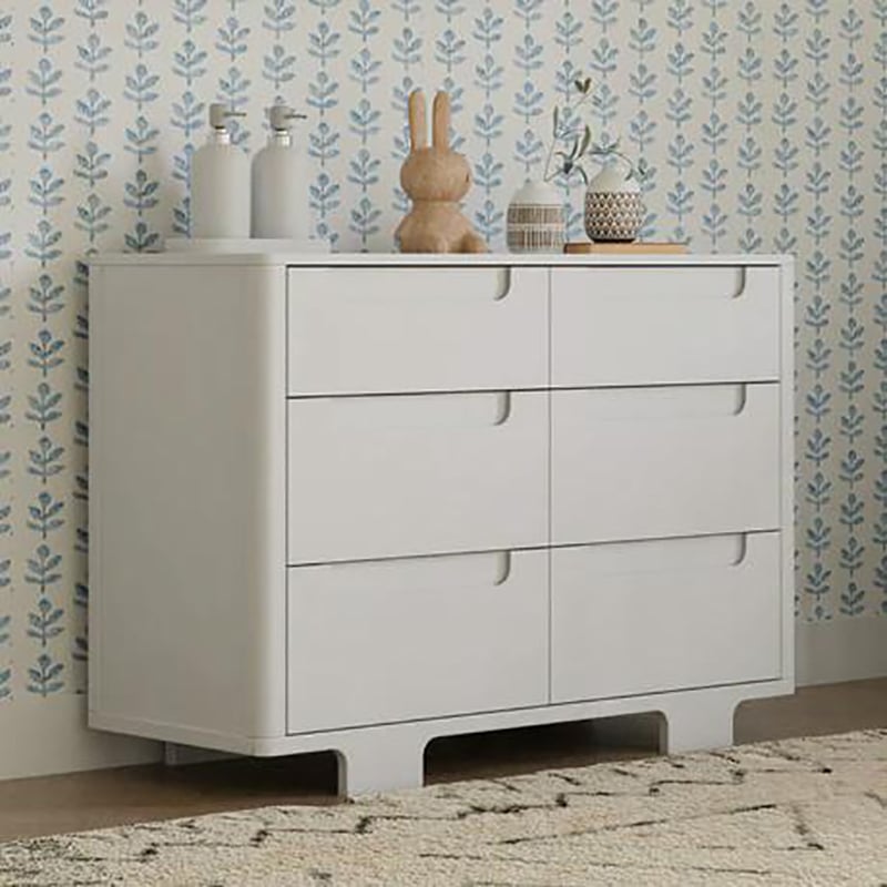 Babyletto Yuzu Modern 6-Drawer Pine Wood Double Dresser in White