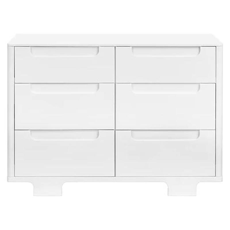 Babyletto Yuzu Modern 6-Drawer Pine Wood Double Dresser in White