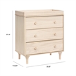 Babyletto Lolly Modern 3-Drawer Wood Changer Dresser in Washed Natural