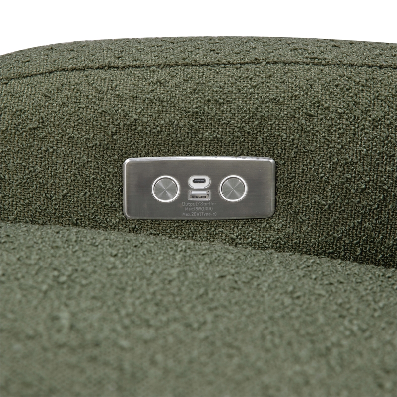 Babyletto Nami Glider-Recliner with Electronic Control and USB in Olive Boucle