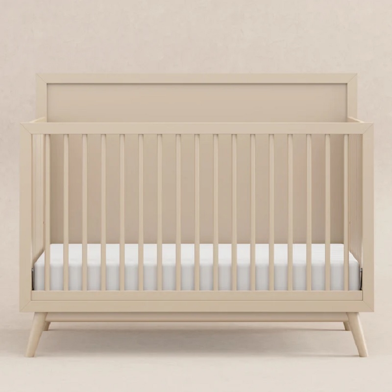 Babyletto Palma Mid-Century Solid Wood 4-in-1 Convertible Crib in Taupe