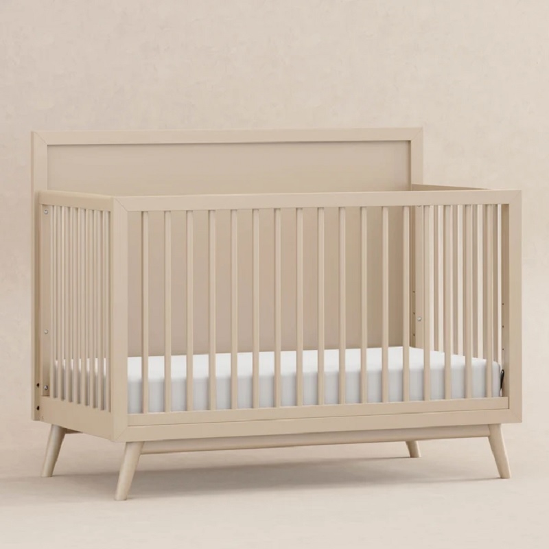 Babyletto Palma Mid-Century Solid Wood 4-in-1 Convertible Crib in Taupe