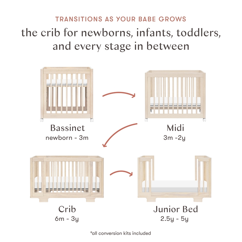 Babyletto Yuzu 8-in-1 Convertible Crib in Washed Natural