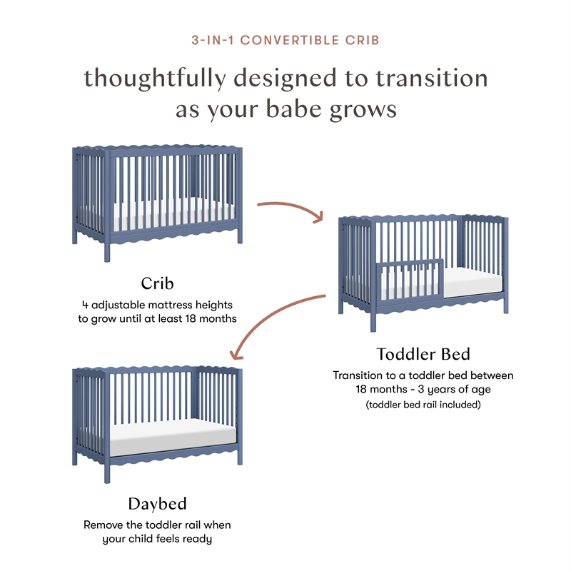 Babyletto Swell 4 in 1 Convertible Crib in Cove Blue
