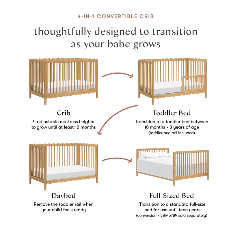 Babyletto Swell 4-in-1 Convertible Crib in Honey