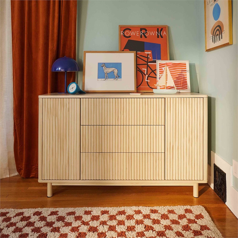 Babyletto Pogo Tambour 3-Drawers Dresser in Blonde