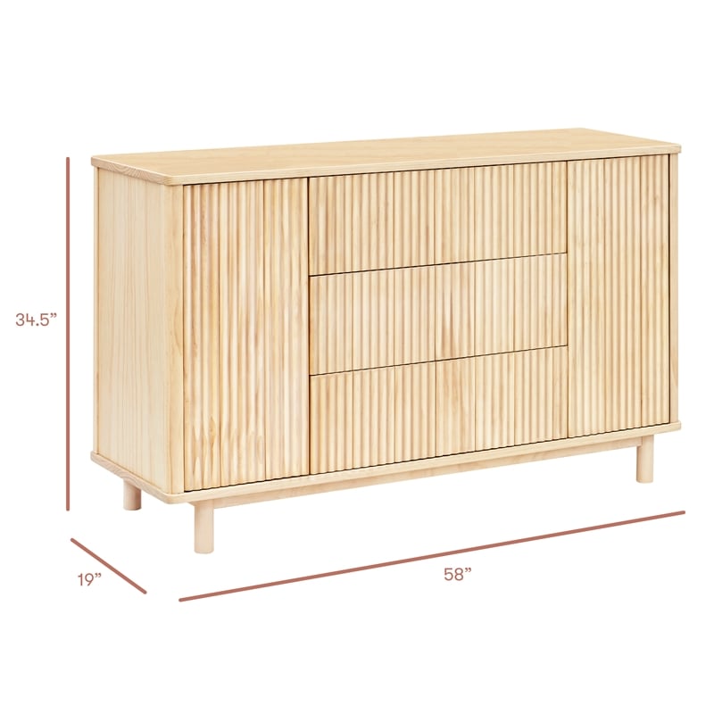 Babyletto Pogo Tambour 3-Drawers Dresser in Blonde