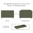 Babyletto Pogo Tambour 3-Drawers Dresser in Olive