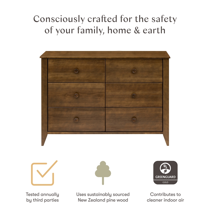 Babyletto Sprout 6-Drawer Changer Dresser in Natural Walnut