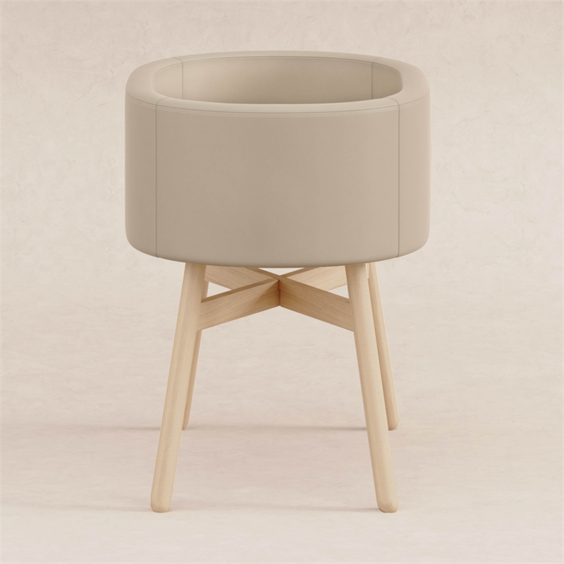 babyletto x GATHRE Bonded Vegan Leather Capsule Shaped Bassinet in Millet