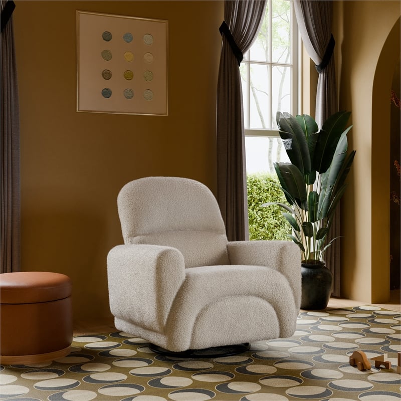 Babyletto Rainbow Recliner and Swivel Glider in Almond Teddy Loop