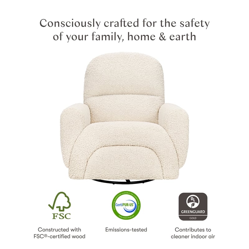 Babyletto Rainbow Recliner and Swivel Glider in Almond Teddy Loop
