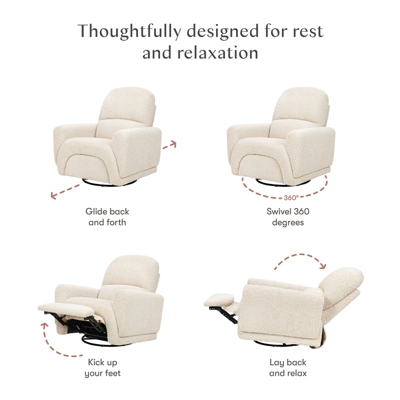 Babyletto Rainbow Recliner and Swivel Glider in Almond Teddy Loop