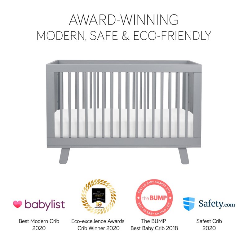 Hudson 3-in-1 Convertible Crib with Toddler Bed Conversion Kit - Gray