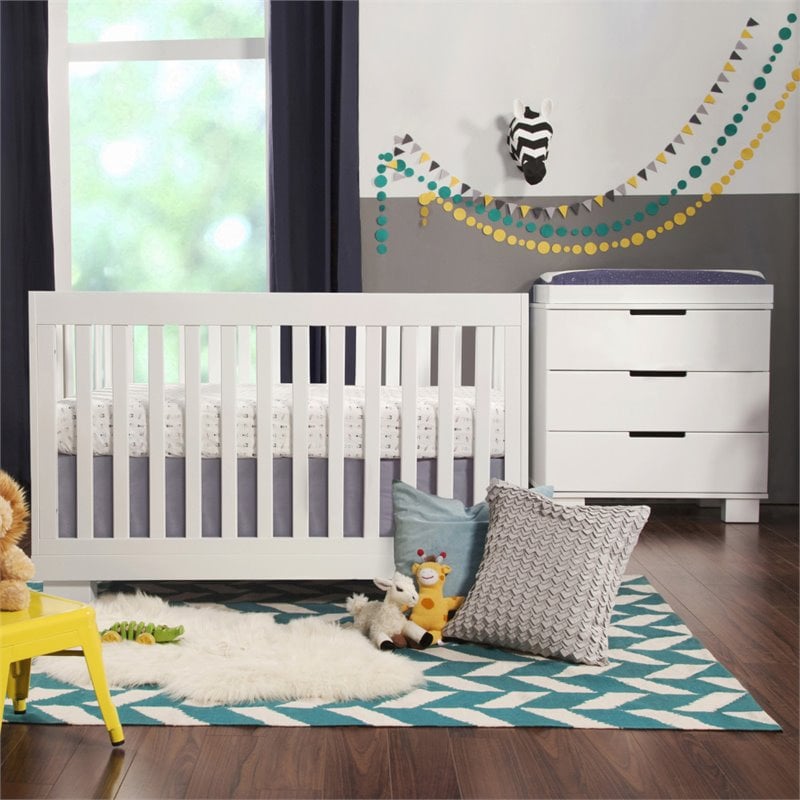 Babyletto Modo 3-in-1 Convertible Crib with Toddler Bed Conversion Kit in White