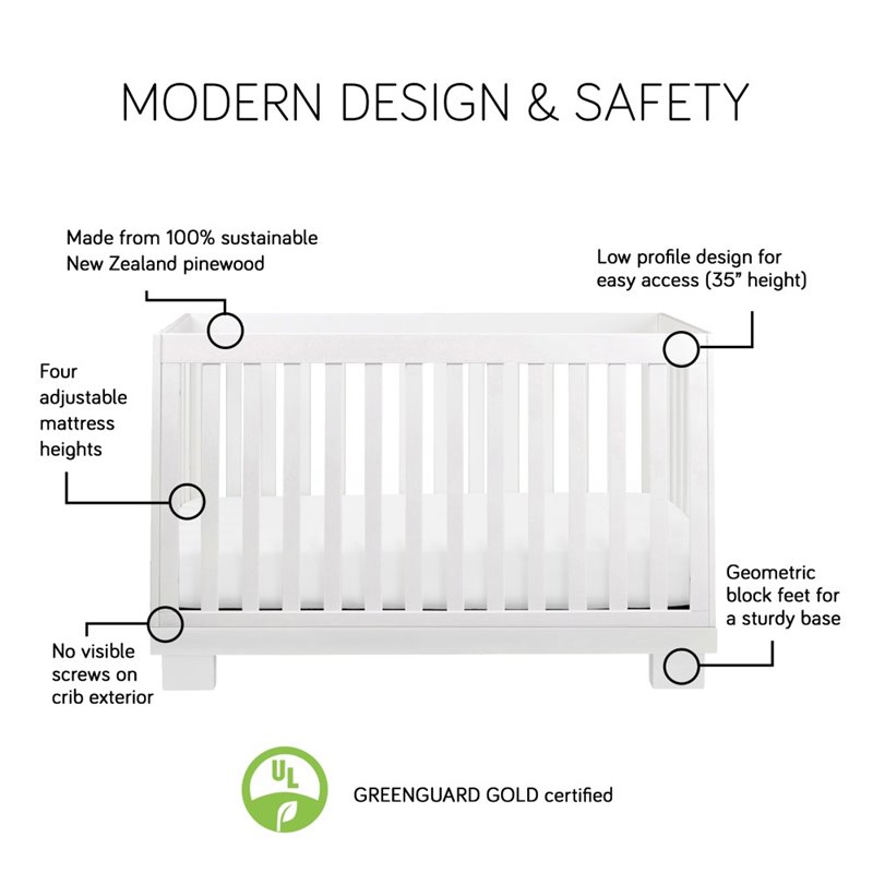 Babyletto Modo 3-in-1 Convertible Crib with Toddler Bed Conversion Kit in White
