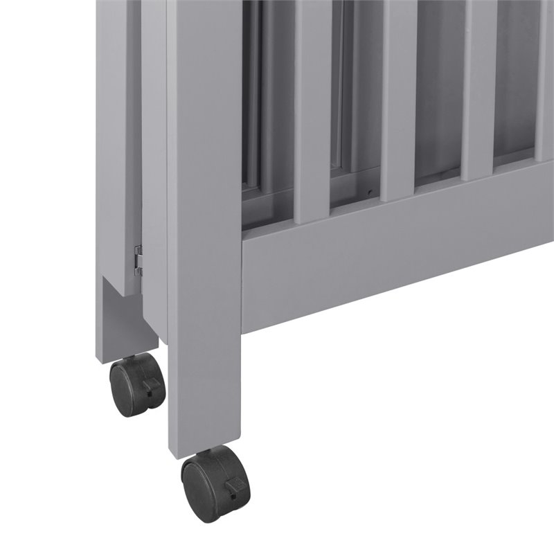 Babyletto Origami Portable Folding Mini Wood Crib with Casters in Gray